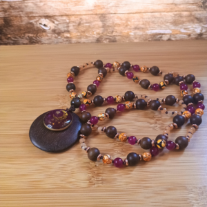 Mala médaille lune, Energie rose et orange vitalité, sacré et coeur