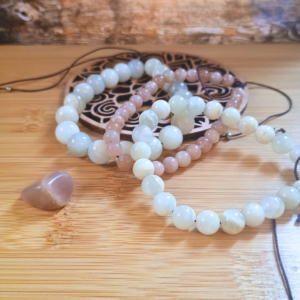 Bracelet perles naturelles Pierre de Lune sur cordon nylon réglable