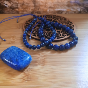 Bracelet perles naturelles lapis lazuli sur cordon nylon réglable