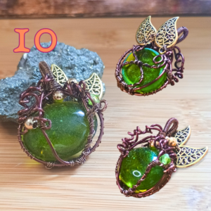 Pendentif Citrouille Cuivre et Résine kaki et Marron