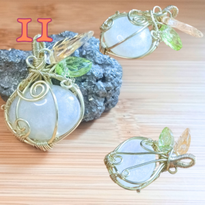Pendentif Citrouille Cuivre et Résine blanc et doré