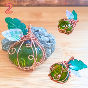 Pendentif Citrouille Cuivre et Résine Kaki et Cuivre