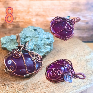 Pendentif Citrouille Cuivre et Résine Prune et Marron